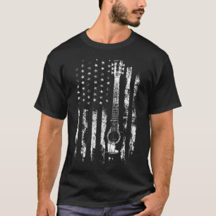Retro US-Flagge Akustikgitarre mit Patrioten-Look T-Shirt