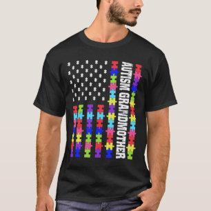 Retro US-Flagge Autismus Großmutter Puzzle Autisti T-Shirt