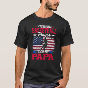 Retro US Flagge Basketball Spieler ruft Papa 4. au T-Shirt