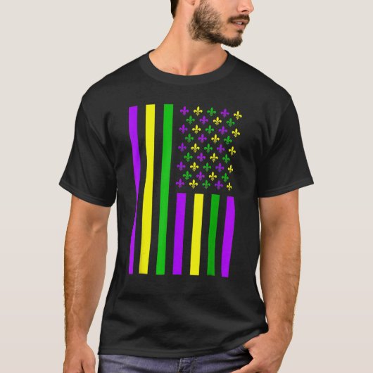 Retro US Mardi Gras Flag Mardi Gras American Men W T-Shirt (Vorderseite)