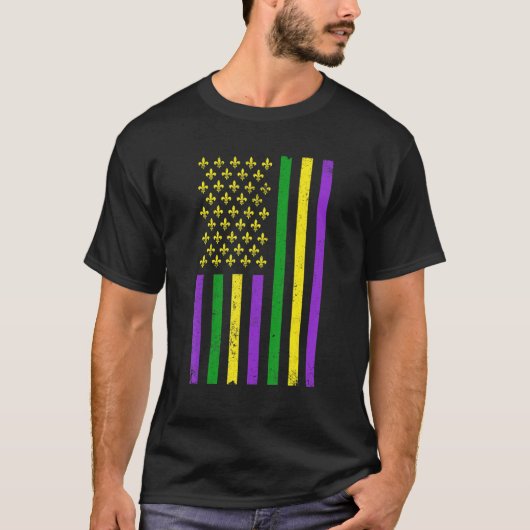 Retro US Mardi Gras Flag Mardi Gras American Men W T-Shirt (Vorderseite)