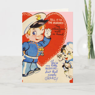Retro US Military Valentine's Day Kids Card Feiertagskarte