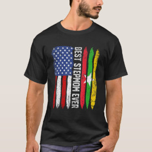 Retro Us Myanmar Flag Beste Stepmutter je Mutter T-Shirt