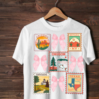 Retro US Staaten Coquette Postal Briefmarke Design T-Shirt