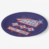 Retro USA 250 Jahre Marquee Sign 1776-2026 Pappteller (Schrägansicht)