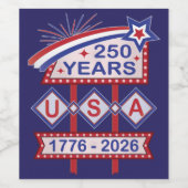 Retro USA 250 Jahre Marquee Sign 1776-2026 Weinetikett (Einzelnes Label)