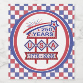 Retro USA 250 Jahre Marquee Sign 1776-2026 Weinetikett (Einzelnes Label)