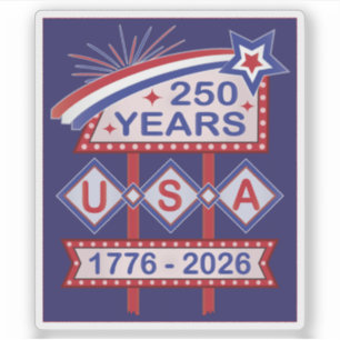 Retro USA 250. Jubiläums-Marquee-Schild 1776-2026 Aufkleber