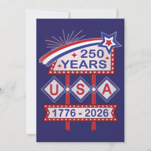 Retro USA 250. Jubiläums-Marquee-Schild 1776-2026 Einladung