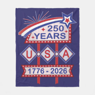Retro USA 250. Jubiläums-Marquee-Schild 1776-2026 Fleecedecke