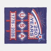 Retro USA 250. Jubiläums-Marquee-Schild 1776-2026 Fleecedecke (Vorderseite (Horizontal))