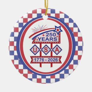 Retro USA 250. Jubiläums-Marquee-Schild 1776-2026 Keramik Ornament