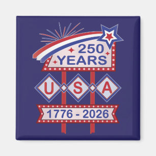 Retro USA 250. Jubiläums-Marquee-Schild 1776-2026 Magnet