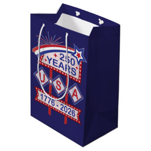 Retro USA 250. Jubiläums-Marquee-Schild 1776-2026 Mittlere Geschenktüte
