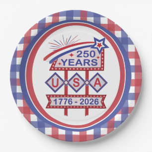 Retro USA 250. Jubiläums-Marquee-Schild 1776-2026 Pappteller