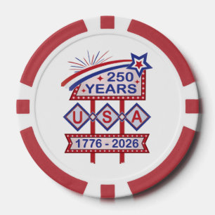 Retro USA 250. Jubiläums-Marquee-Schild 1776-2026 Pokerchips