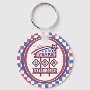 Retro USA 250. Jubiläums-Marquee-Schild 1776-2026 Schlüsselanhänger