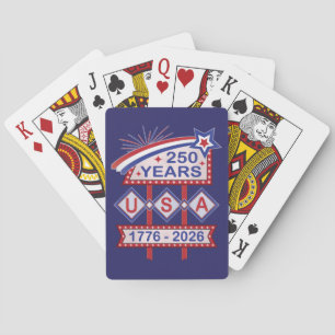 Retro USA 250. Jubiläums-Marquee-Schild 1776-2026 Spielkarten