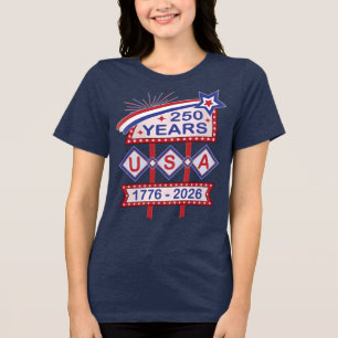 Retro USA 250. Jubiläums-Marquee-Schild 1776-2026 Tri-Blend Shirt