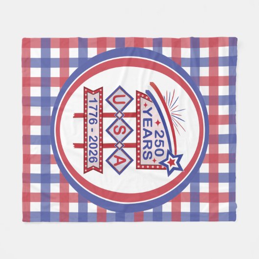 Retro USA 250th Anniversary Marquee Sign 1776-2026 Fleecedecke (Vorderseite (Horizontal))