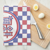 Retro USA 250th Anniversary Marquee Sign 1776-2026 Geschirrtuch (Viertel Falte)