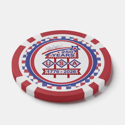 Retro USA 250th Anniversary Marquee Sign 1776-2026 Pokerchips (Einzeln)
