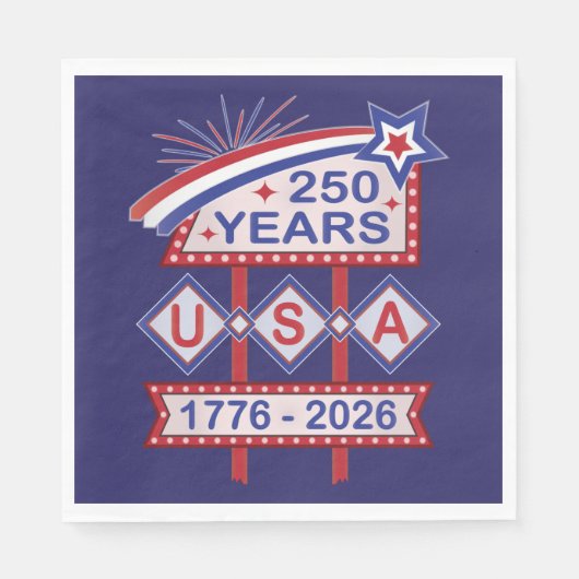 Retro USA 250th Anniversary Marquee Sign 1776-2026 Serviette (Vorderseite)