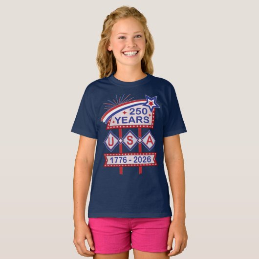 Retro USA 250th Anniversary Marquee Sign 1776-2026 T-Shirt (Vorne ganz)