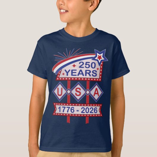 Retro USA 250th Anniversary Marquee Sign 1776-2026 T-Shirt (Vorderseite)