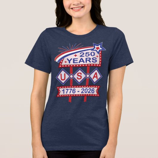 Retro USA 250th Anniversary Marquee Sign 1776-2026 Tri-Blend Shirt (Vorderseite)