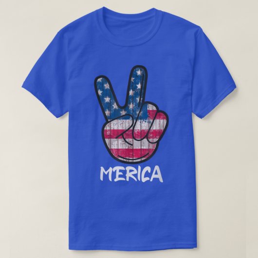 Retro USA 4. Juli American Flag Merica Peace S T-Shirt (Design vorne)
