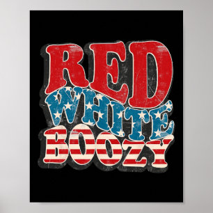 Retro USA 4. Juli Amerika Flaggen rot weiß Boozy Poster