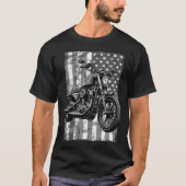 Retro USA American Flag Motorcycle Veteran Biker T-Shirt (Vorderseite)