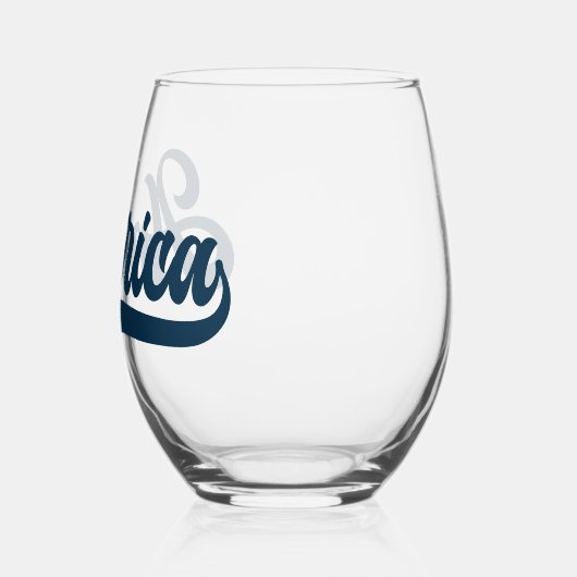Retro USA Amerika im dekorativen Navy-Script Weinglas Ohne Stiel (Links)
