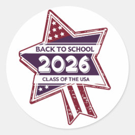 Retro USA Class 2026 Zurück in die Schule Runder Aufkleber