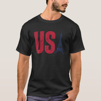 Retro USA Eiffel Tower Souvenir 2024 Frankreich Pa T-Shirt