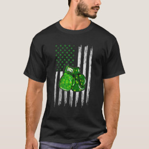 Retro USA Flag Boxing Kleeblatt Sports St Patrick' T-Shirt