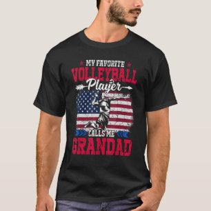 Retro Usa Flag Volleyball Player ruft mich Grandad T-Shirt
