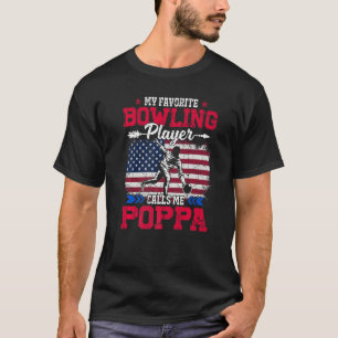 Retro-USA-Flagge Bowling-Spieler nennt mich Poppa T-Shirt