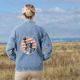 Retro USA Flaggenstatue der Freiheit Jeansjacke