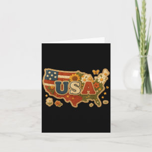 Retro USA Floral Patriotische Karte Amerikanischer