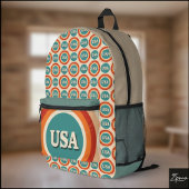 Retro USA Logo Circle Pattern Backpack Bedruckter Rucksack