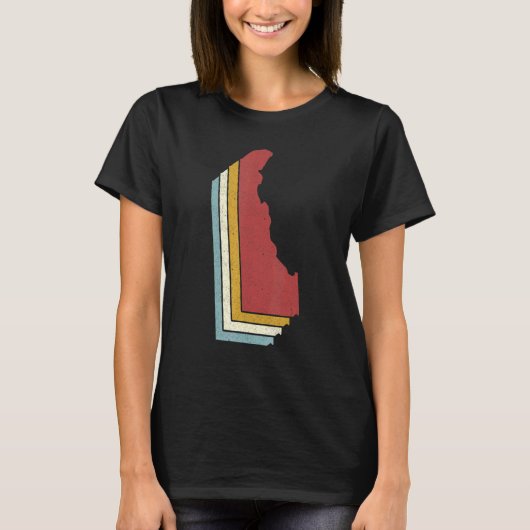 Retro USA Staat Vintag Map Delaware T-Shirt (Vorderseite)