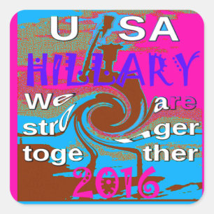 Retro USA Stärker Zusammen Abstract Art Druck Quadratischer Aufkleber