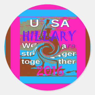Retro USA Stärker Zusammen Abstract Art Druck Runder Aufkleber