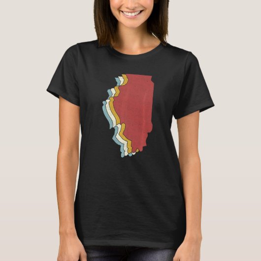 Retro USA State  Vintage Map Illinois T-Shirt (Vorderseite)