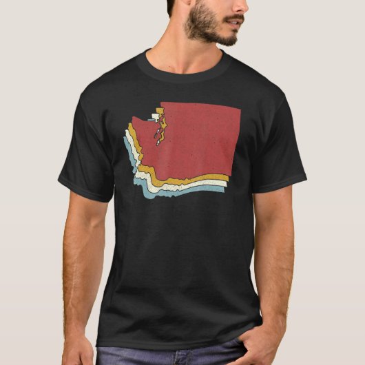 Retro USA State   Vintage Map Washington T-Shirt (Vorderseite)