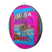 Retro USA Stronger Together Abstrakt Art Print Dartscheibe (Vorderseite rechts)