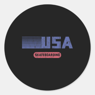 Retro Usa Team Amerikanisches Skateboarding Vintag Runder Aufkleber