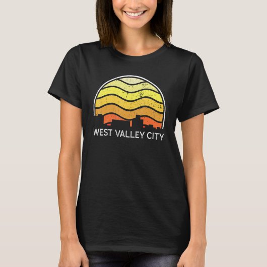 Retro Utah West Valley City Visitors Skyline Vinta T-Shirt (Vorderseite)